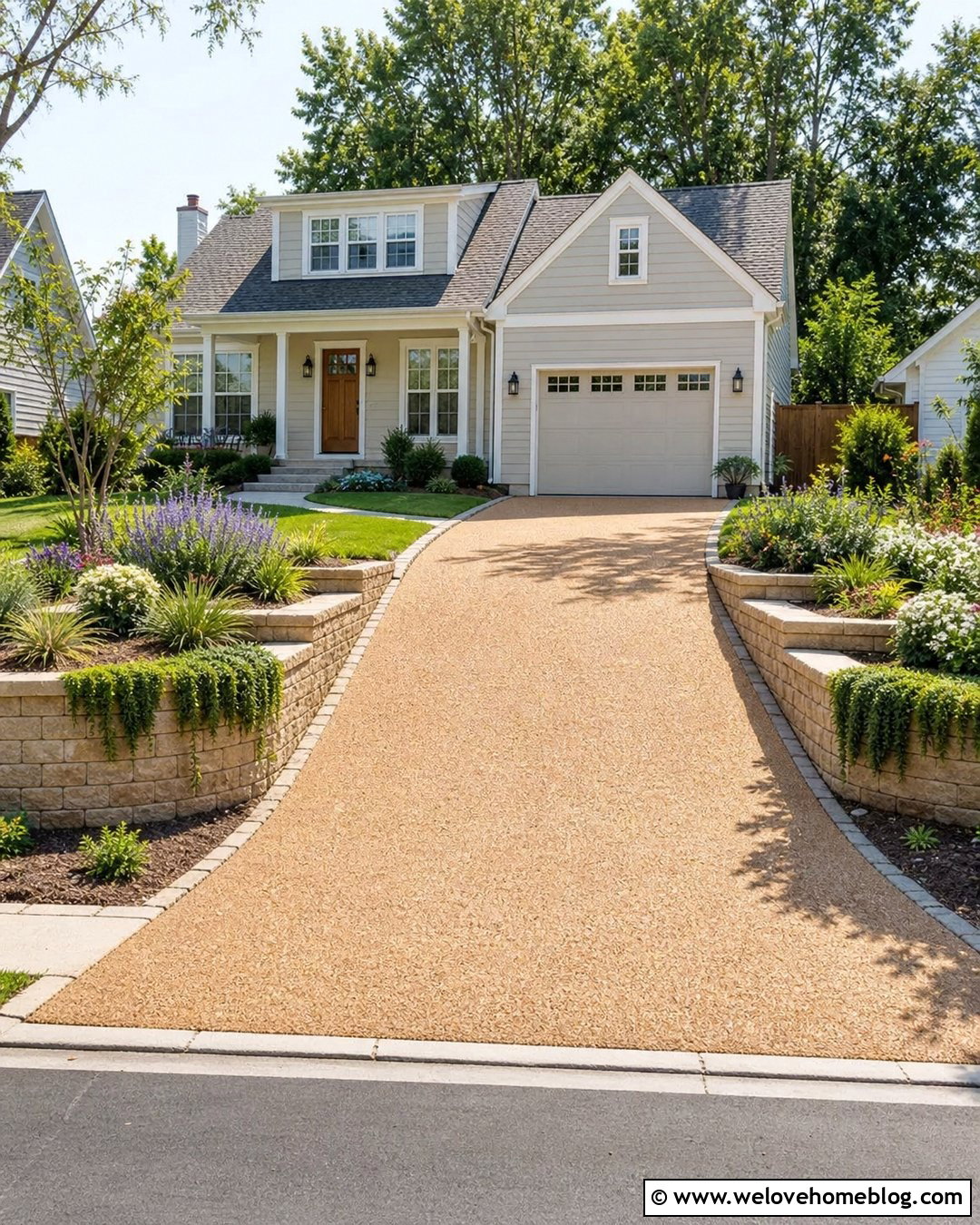 Small Driveway Retaining Wall With Tiered Planting - 20 Small Driveway Retaining Wall Ideas