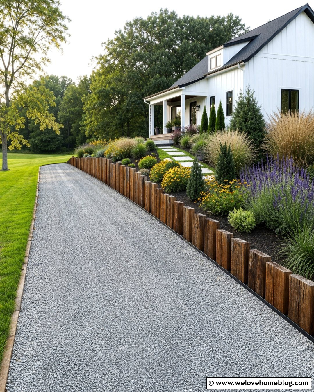 Small Driveway Retaining Wall With Vertical Wood Posts - 20 Small Driveway Retaining Wall Ideas