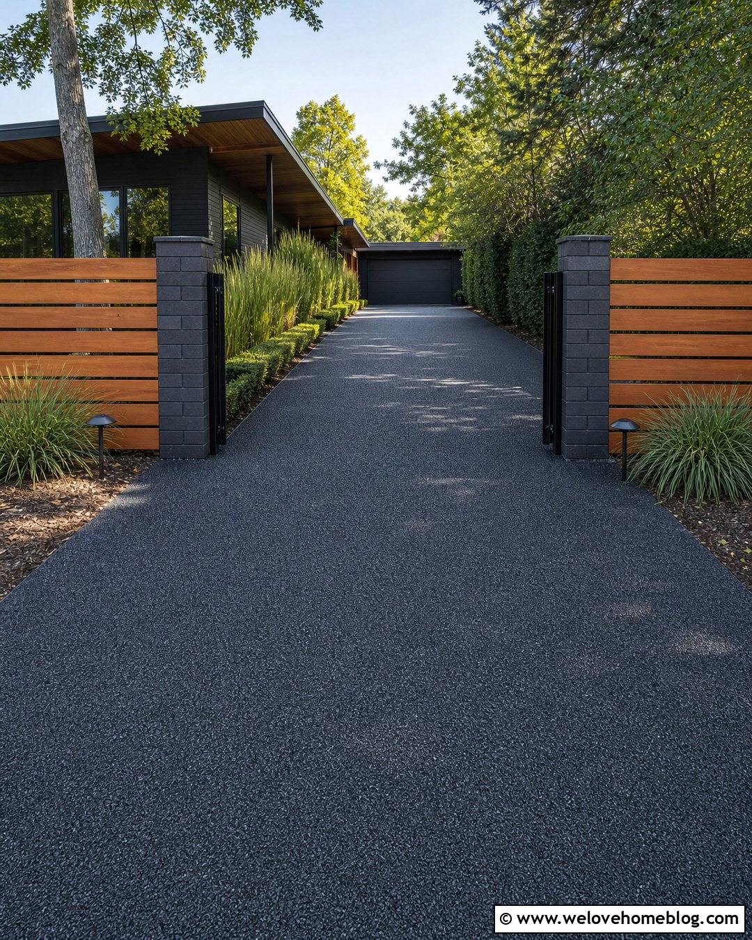 Small Driveway With A Horizontal Slat Gate - 40 small driveway ideas