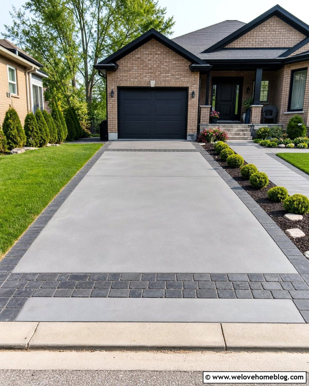 Small Driveway With A Paver Accent Strip - 40 small driveway ideas
