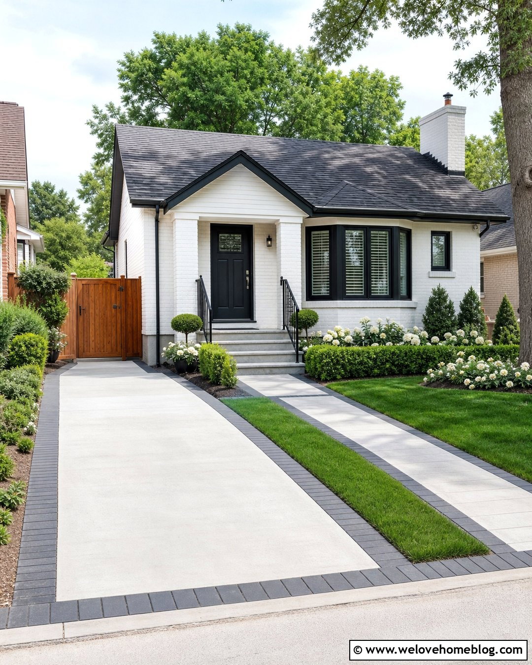 Small Driveway With Dark Paver Border - 20 driveway with pavers around it ideas