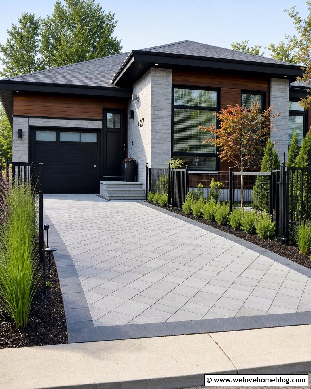 Small Driveway With Diagonal Pavers - 45 Driveway Design Ideas