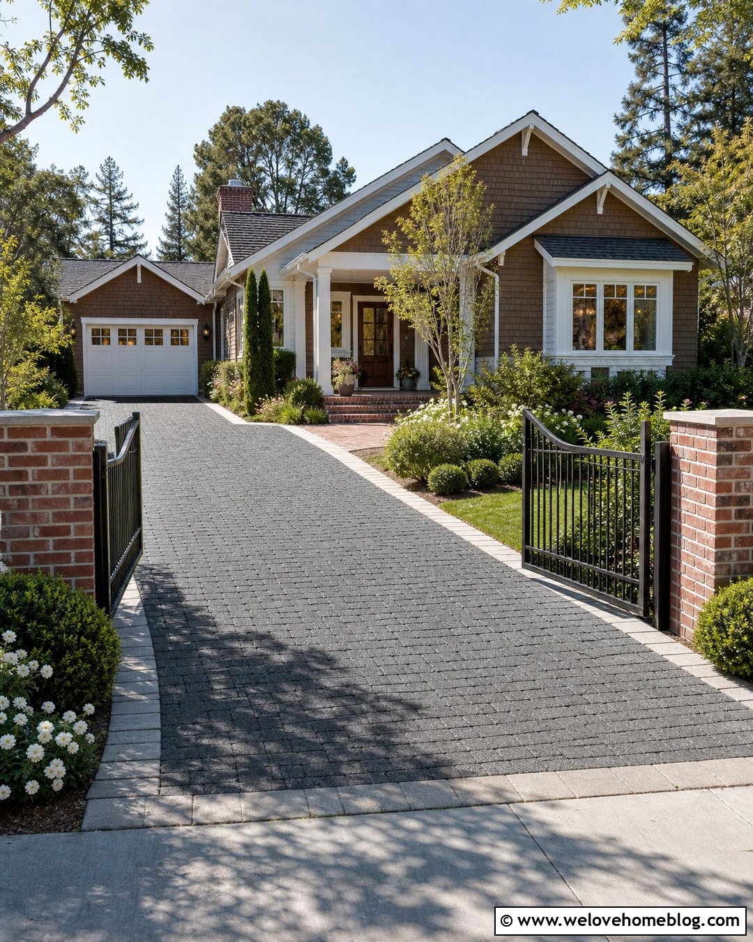 Small Driveway With Gate and Pillars - 20 Small Yard Driveway Ideas