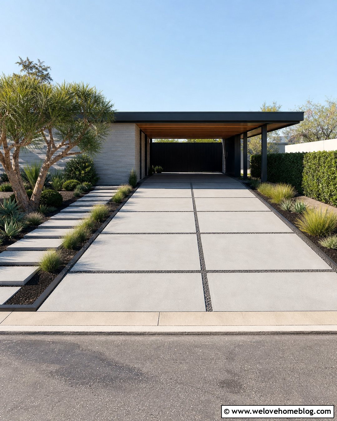 Small Driveway With Midcentury Landscaping - 40 small driveway ideas