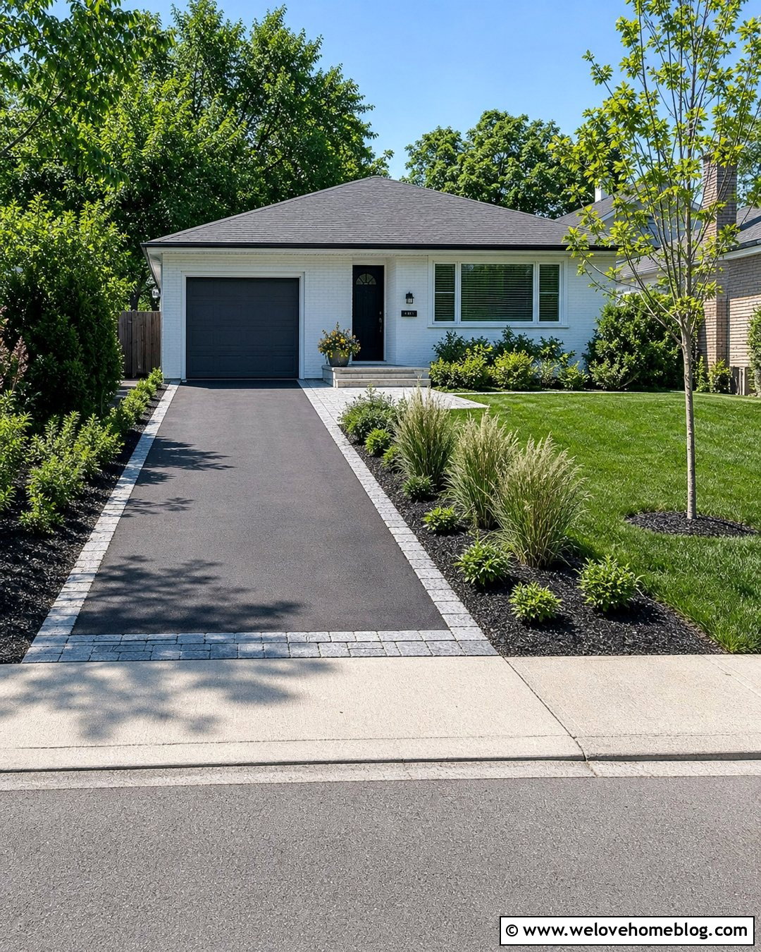 Small Driveway With Narrow Granite Edging - 20 Granite Driveway Edging Ideas