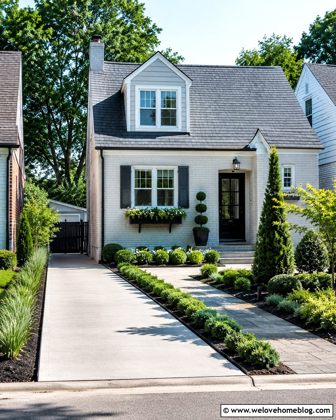 Small Driveway With Narrow Planting Beds - 20 Creative Driveway Landscaping Tips Ideas