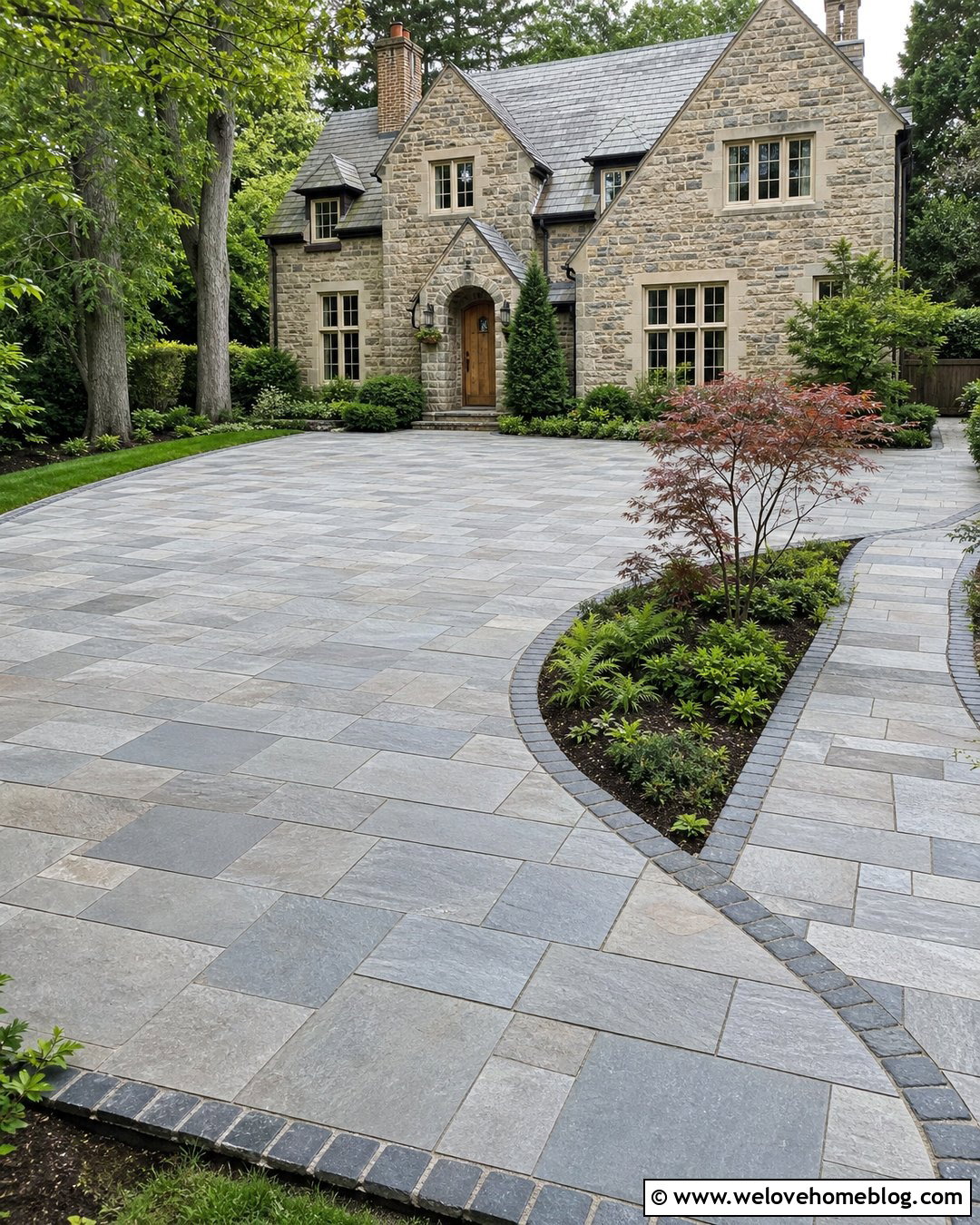 Small Driveway With Natural Stone Paving - 25 Small Driveway Uk Ideas