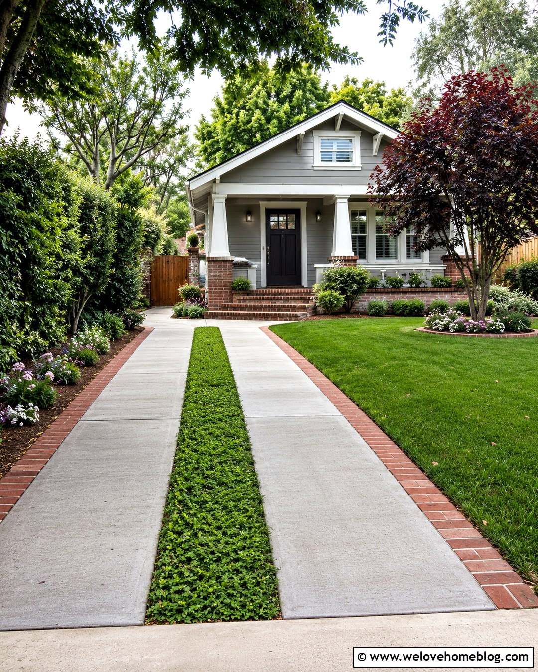Small Driveway With Ribbon Paving