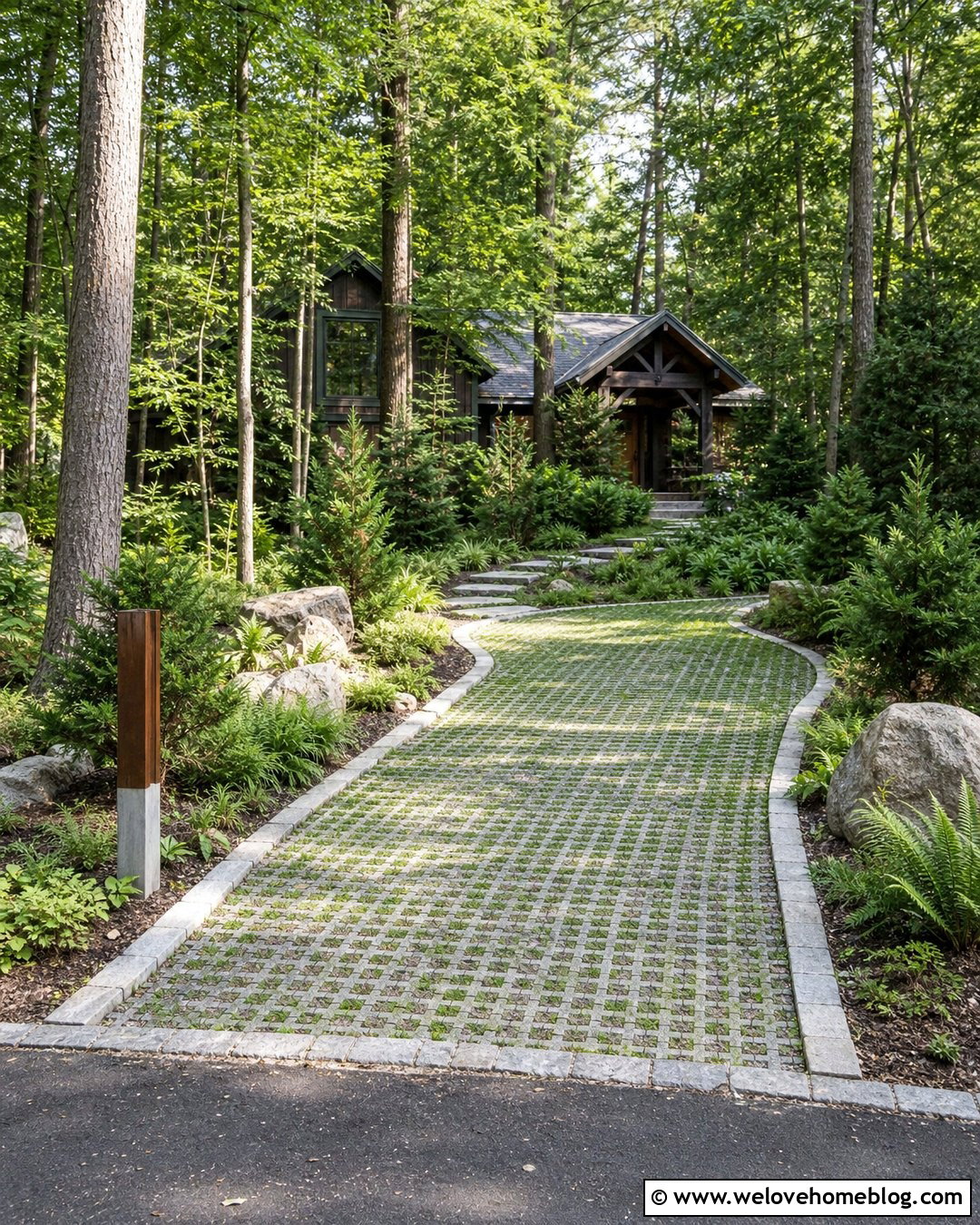 Small Forest Driveway Entrance With Grass Pavers - 20 forest driveway entrance ideas