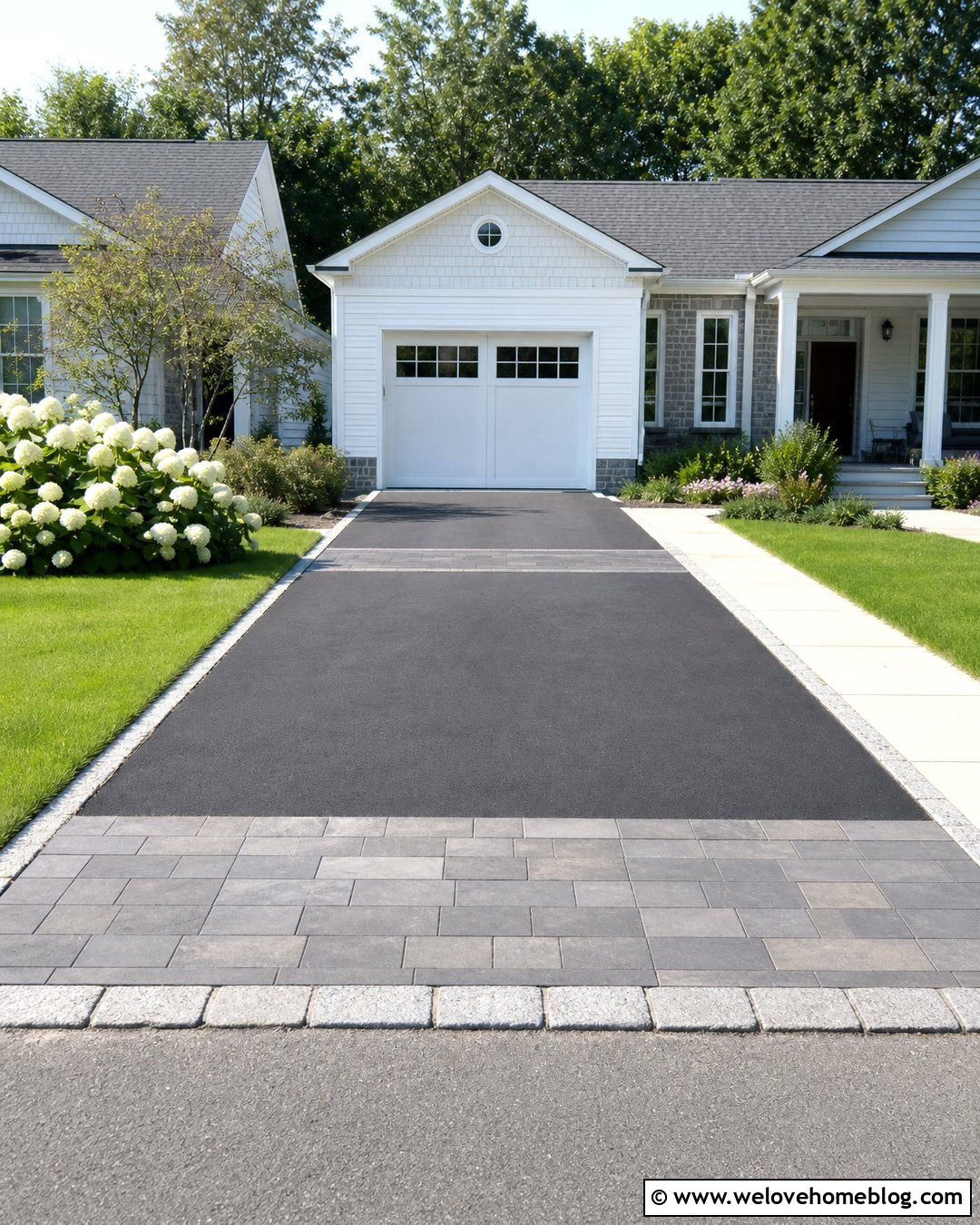 Small Front Asphalt Driveway With Paver Apron - 25 Small Front Driveway Ideas