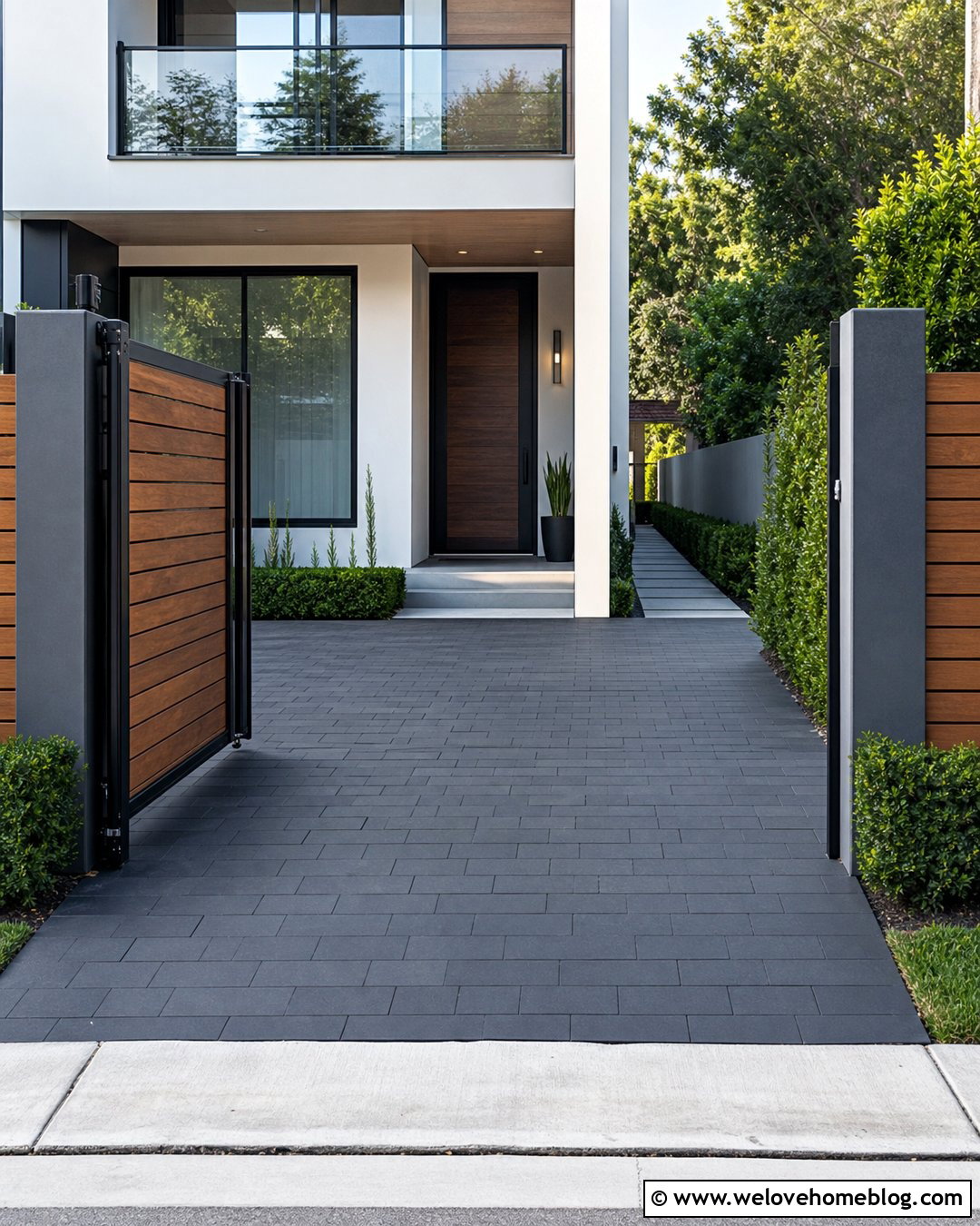 Small Front Driveway With A Sliding Gate - 25 Small Front Driveway Ideas