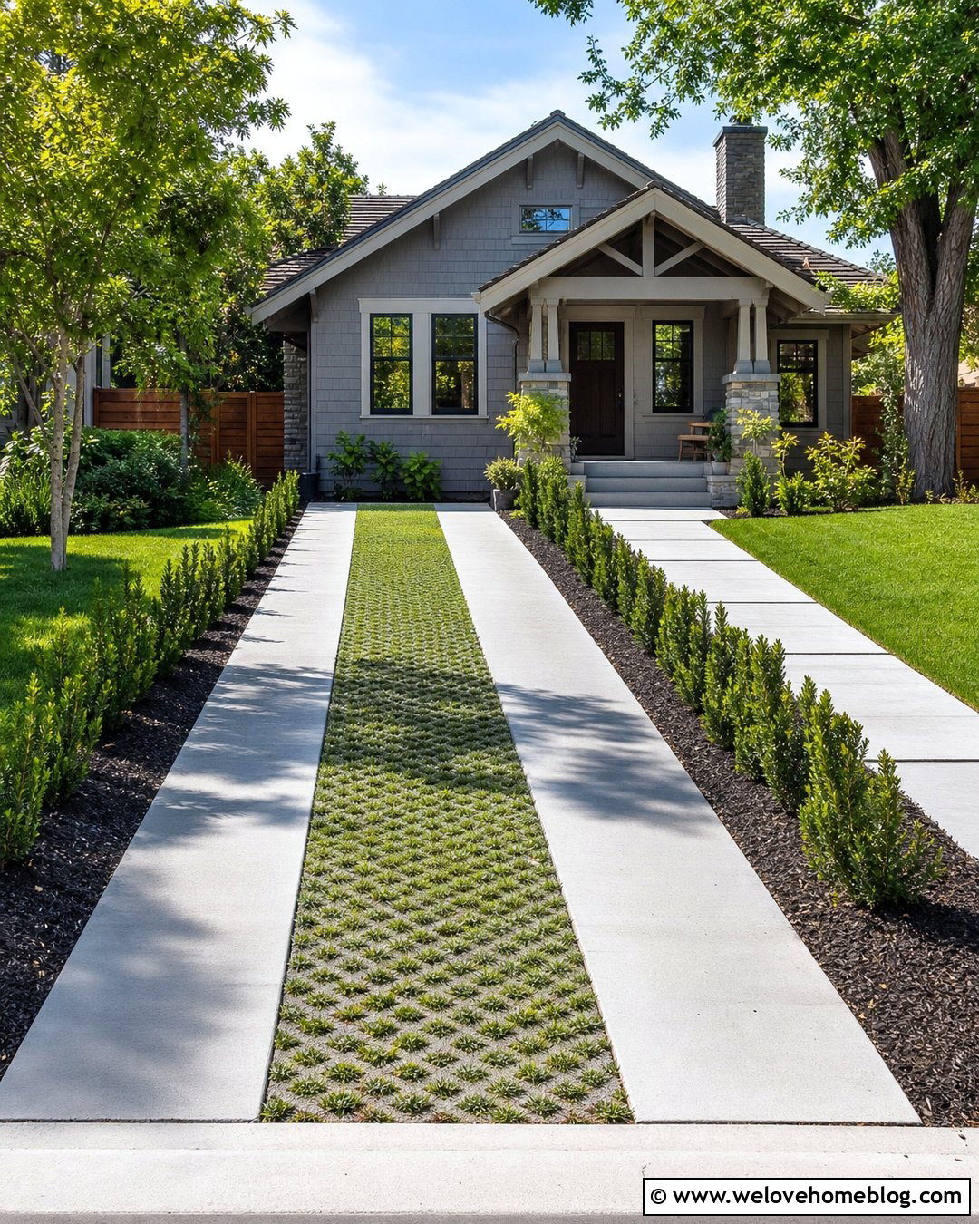 Small Front Driveway With Concrete Wheel Tracks - 25 Small Front Driveway Ideas