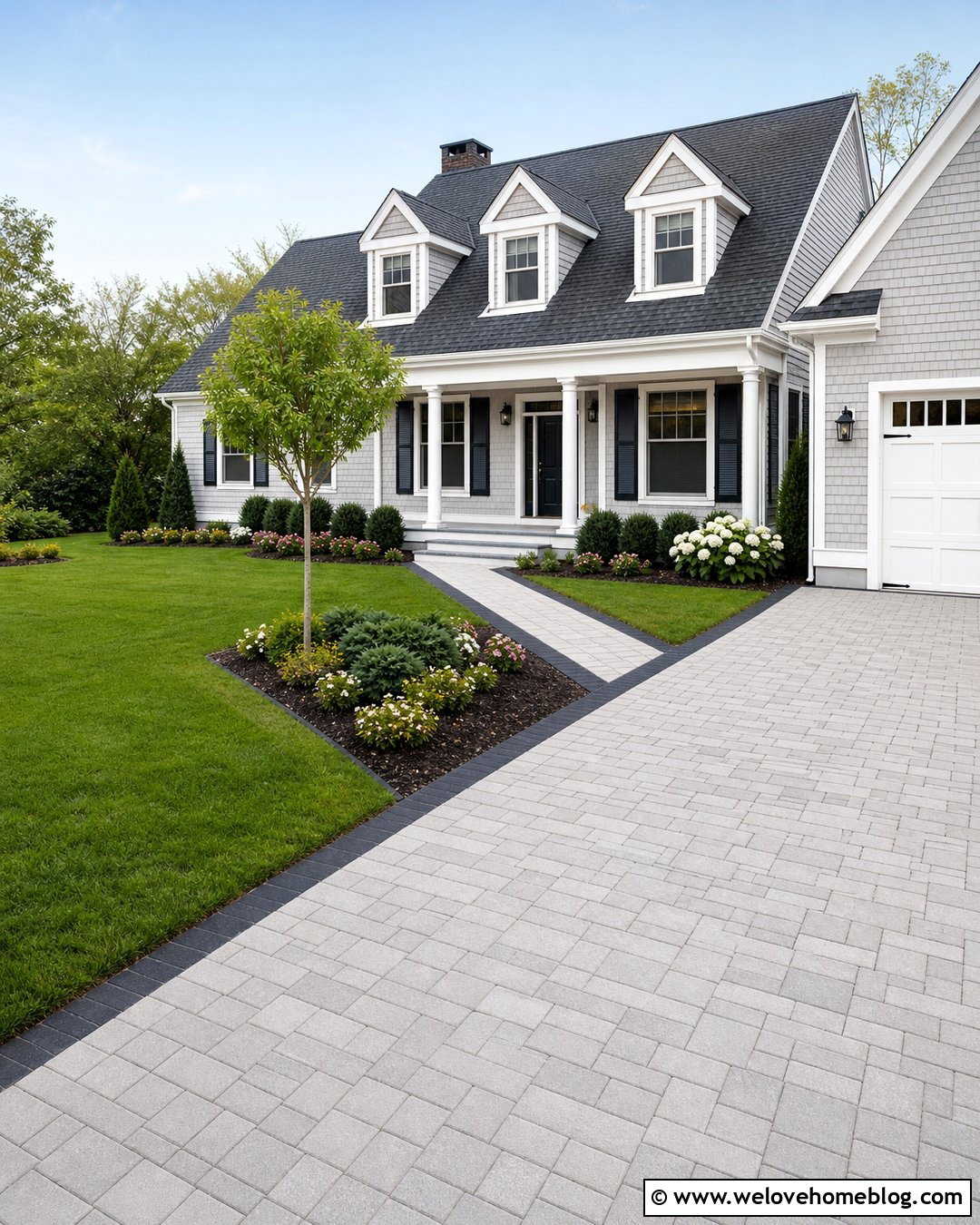 Small Front Driveway With Coordinated Front Walk - 25 Small Front Driveway Ideas