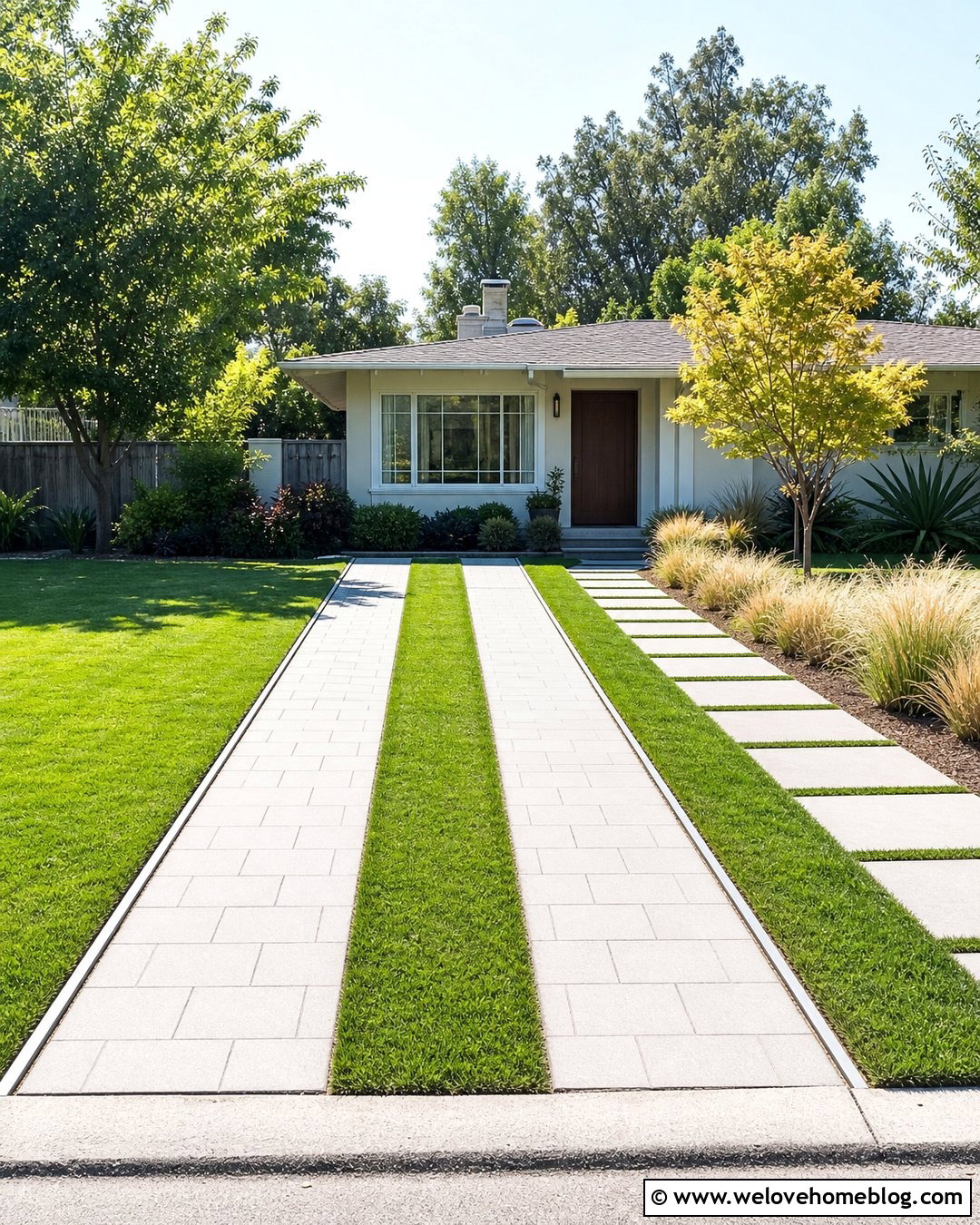 Small Front Paver Driveway With Grass Strips - 25 Small Front Driveway Ideas