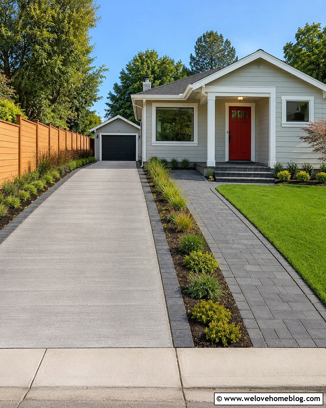 Small Front Yard Driveway With Side Door Path - 20 Front Door Driveway Ideas