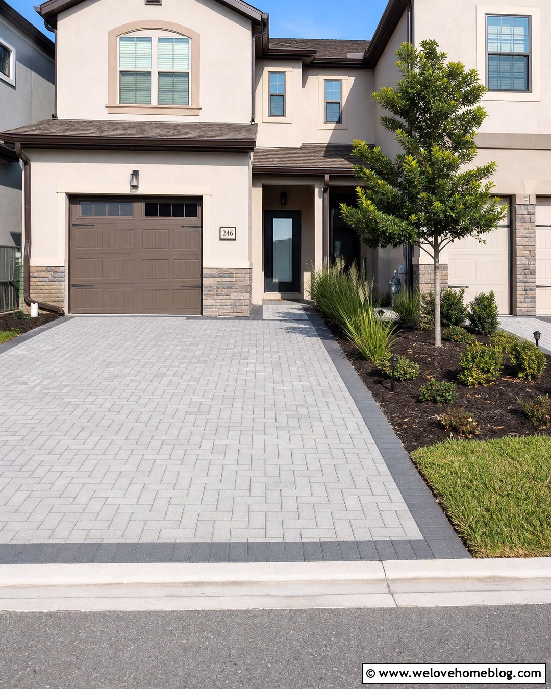 Small Grey Block Driveway With Simple Border - 20 Grey Block Paving Driveway Ideas