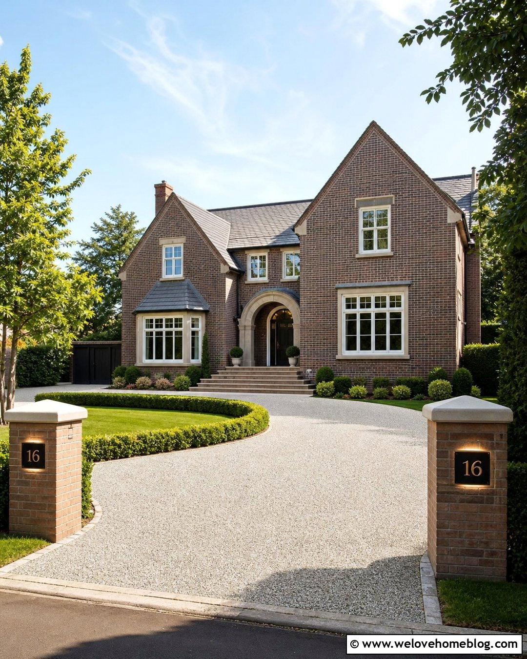 Small Half Circle Driveway With Entrance Pillars - 20 Small Half Circle Driveway Ideas