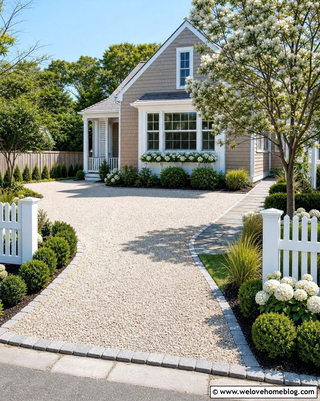 Small Hamptons Driveway With Gravel Parking Court - 25 hamptons driveway ideas
