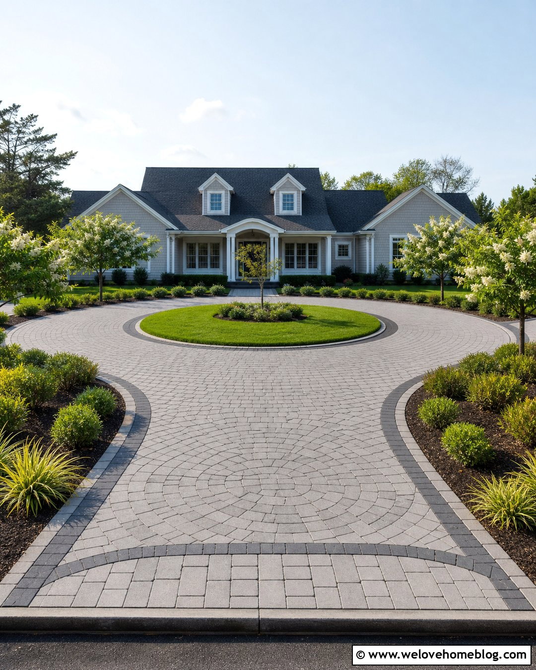 Small Japanese Tree Lilac Circular Driveway - 20 Small Tree Lined Driveway Ideas
