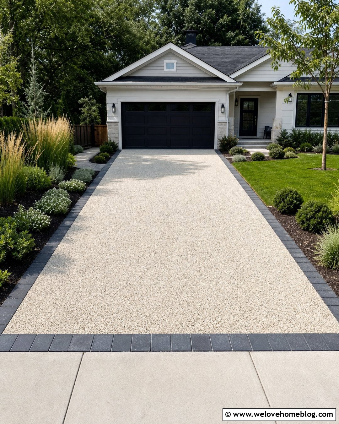 Small Light Gravel Driveway With Narrow Borders - 20 Light Gravel Driveway Ideas