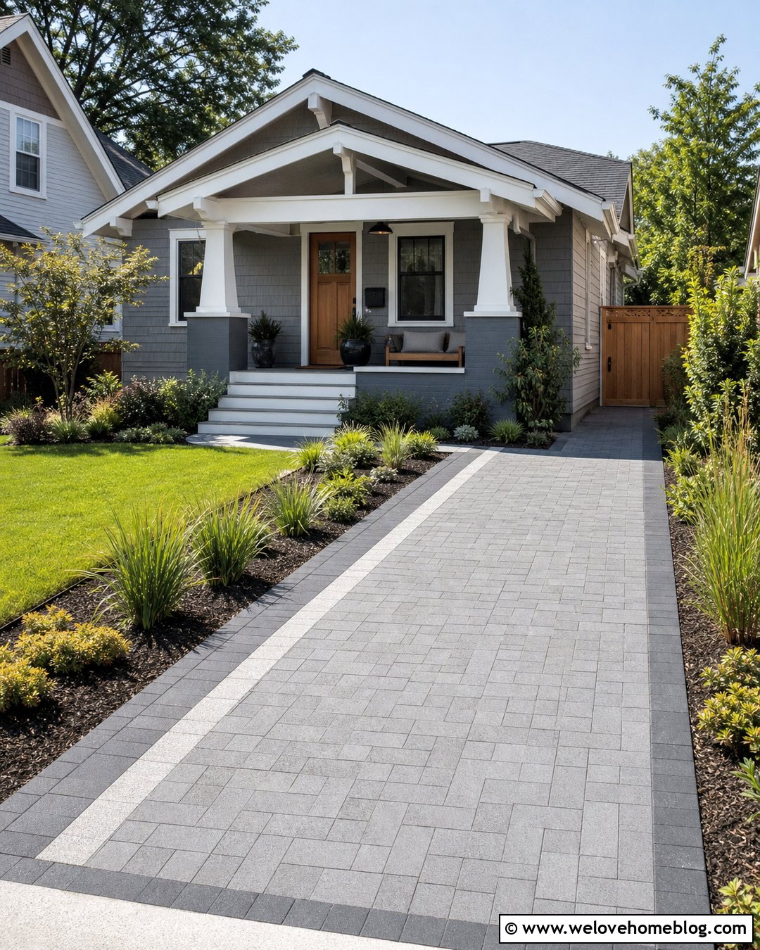 Small Natural Stone Driveway With A Split Pattern - 25 Natural Stone Driveway Ideas