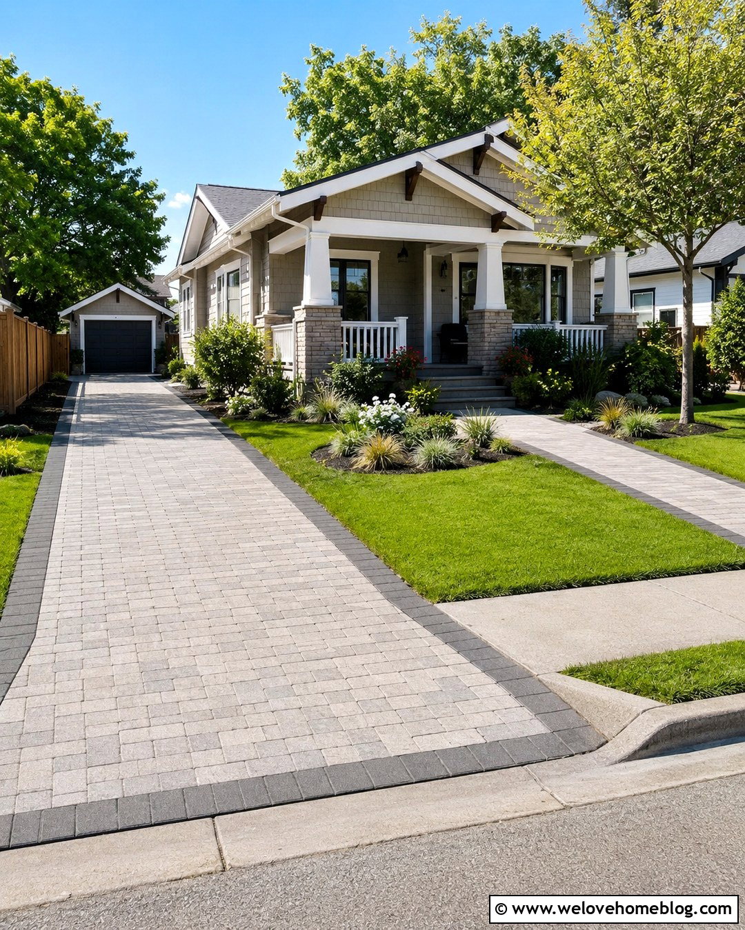 Small Paved Driveway With Bungalow - 20 Paved Driveway With House Ideas