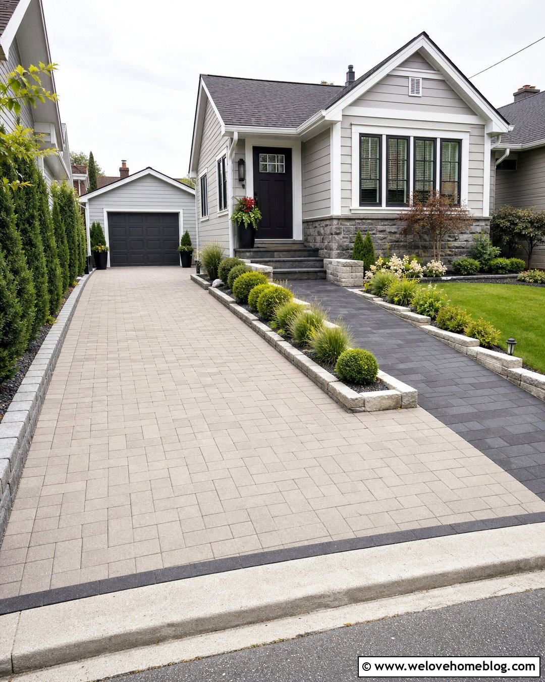 Small Paver Driveway With Built In Walkway - 25 Driveway Inspiration Ideas