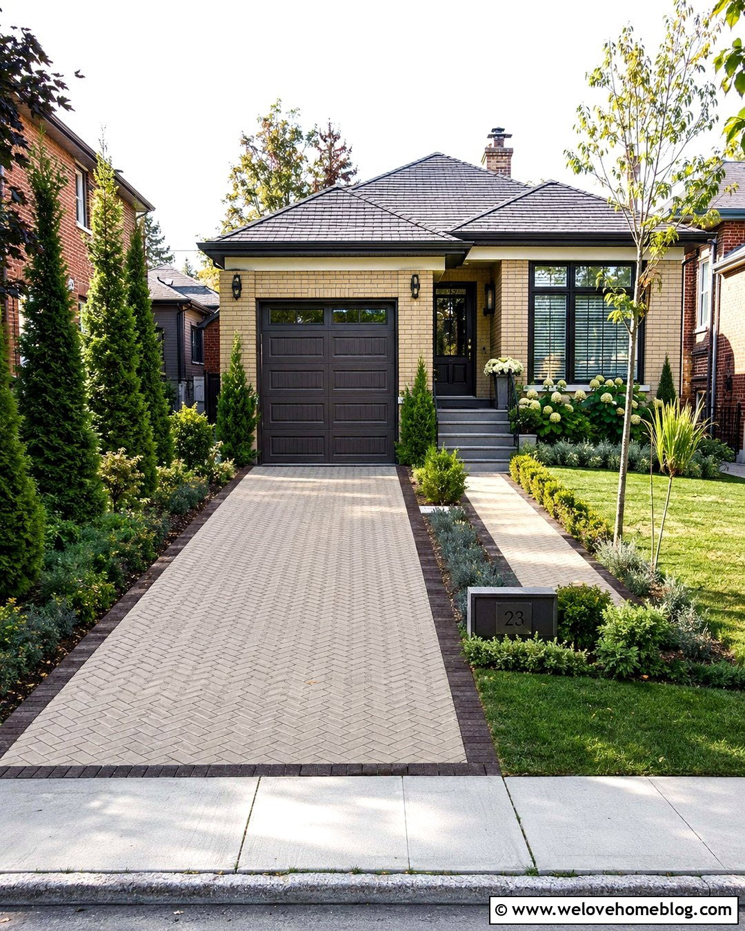 Small Paver Driveway With Narrow Planting Beds - 20 paver driveway landscaping ideas