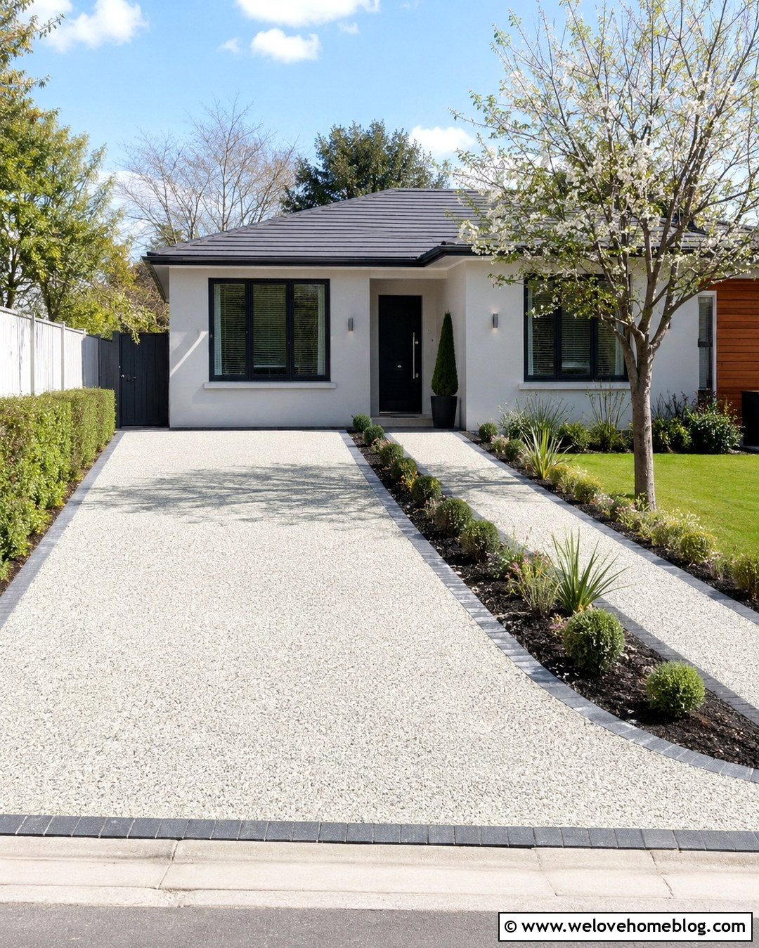 Small Recycled Glass Driveway With Matching Walkway - 20 Recycled Glass Driveway Ideas