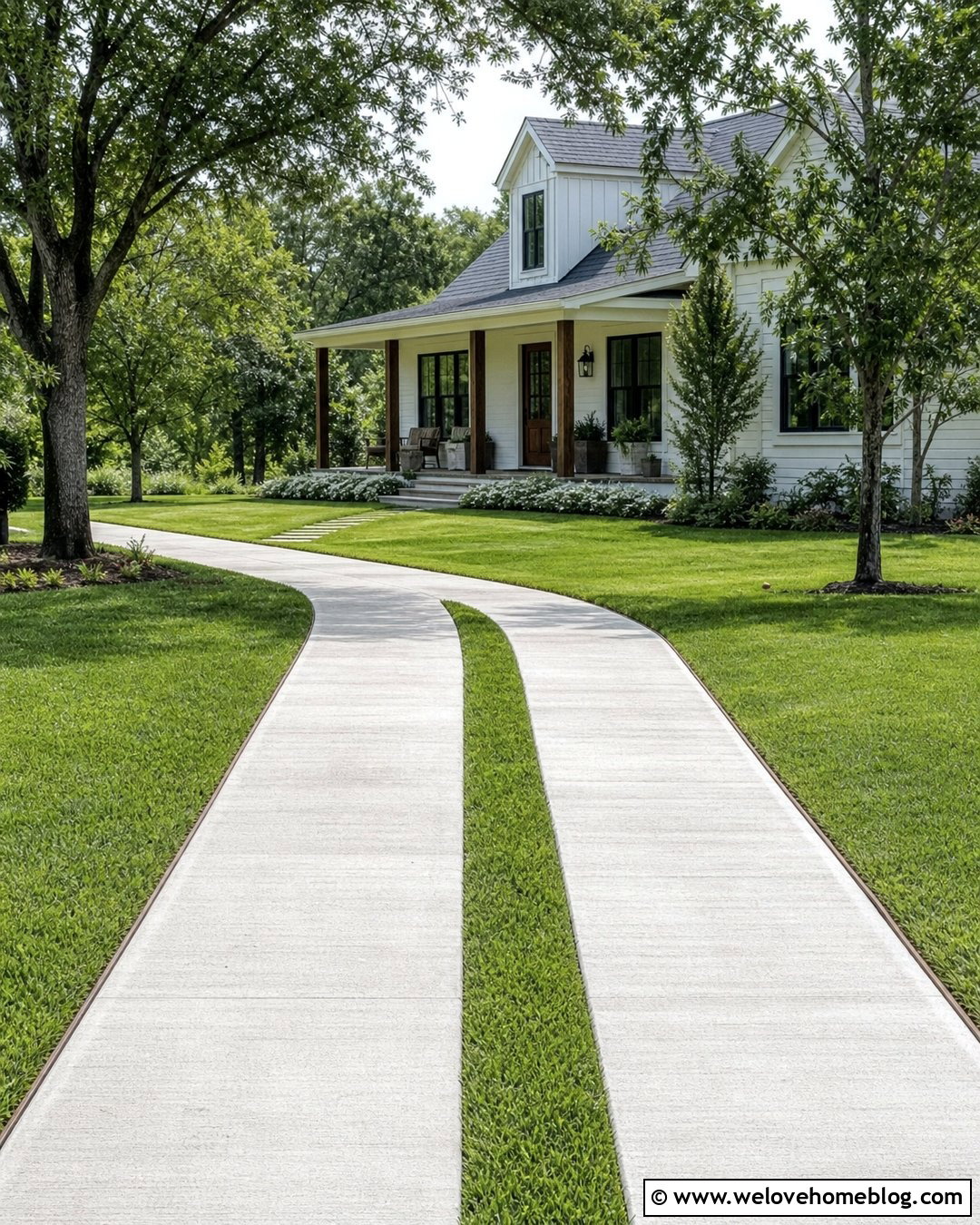 Small Ribbon Driveway With Grass Center - 20 Very Small Driveway Ideas