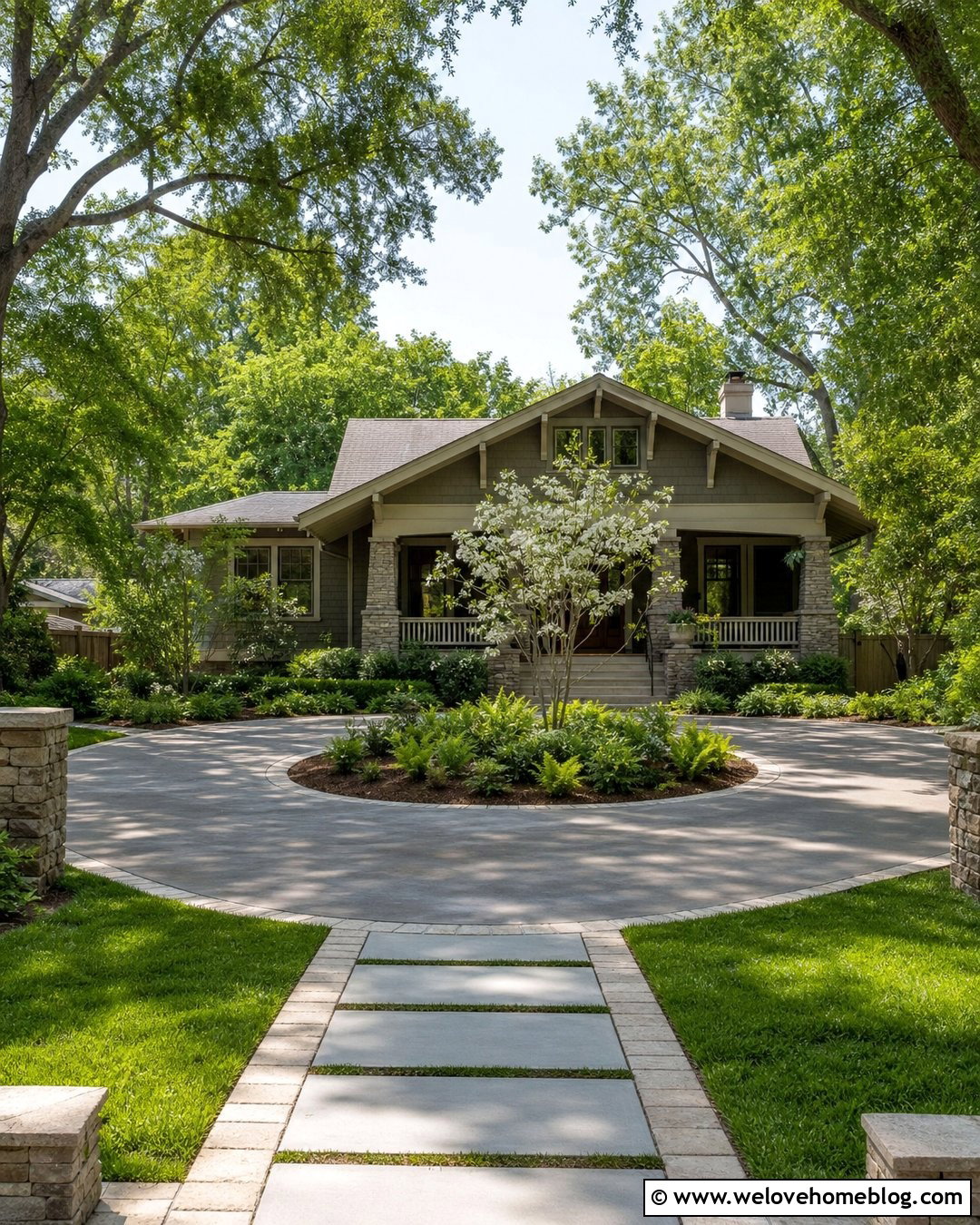 Small Stone Border Circle Driveway - 25 Small Circle Driveway Ideas