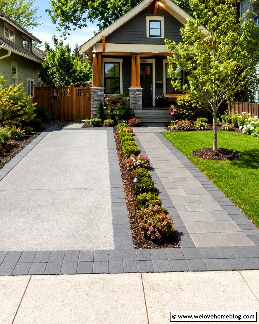 Small Straight Driveway With Landscaped Side Walkway - 20 straight driveway landscaping ideas