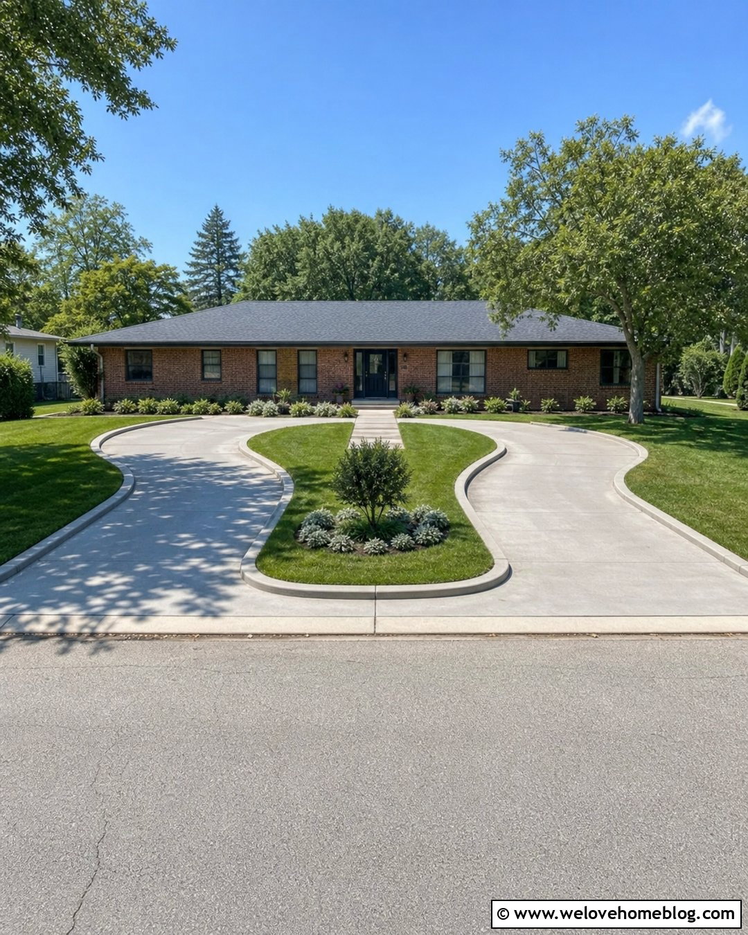 Small U Shaped Driveway For A Ranch House - 20 U Driveway Ideas