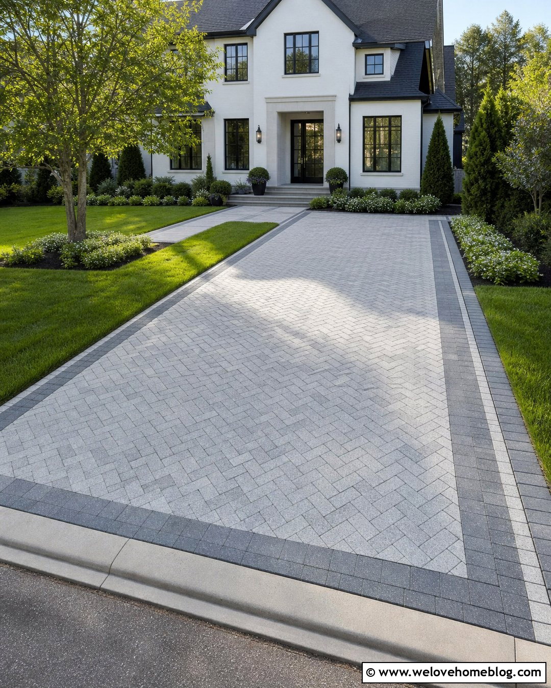 Smooth Cobblestone Driveway Entrance