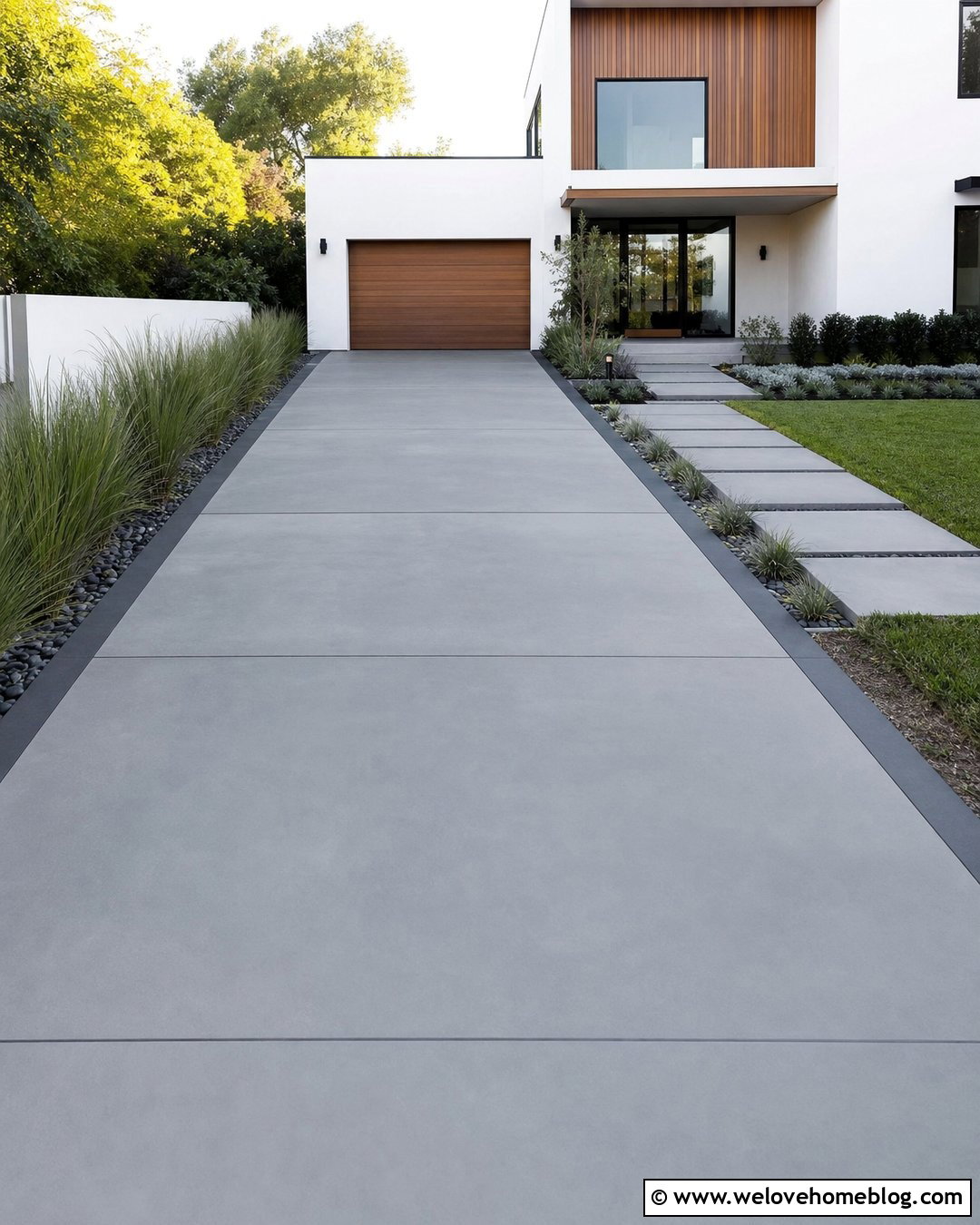 Smooth Gray Concrete Driveway Overlay - 25 Resurface Concrete Driveway Ideas
