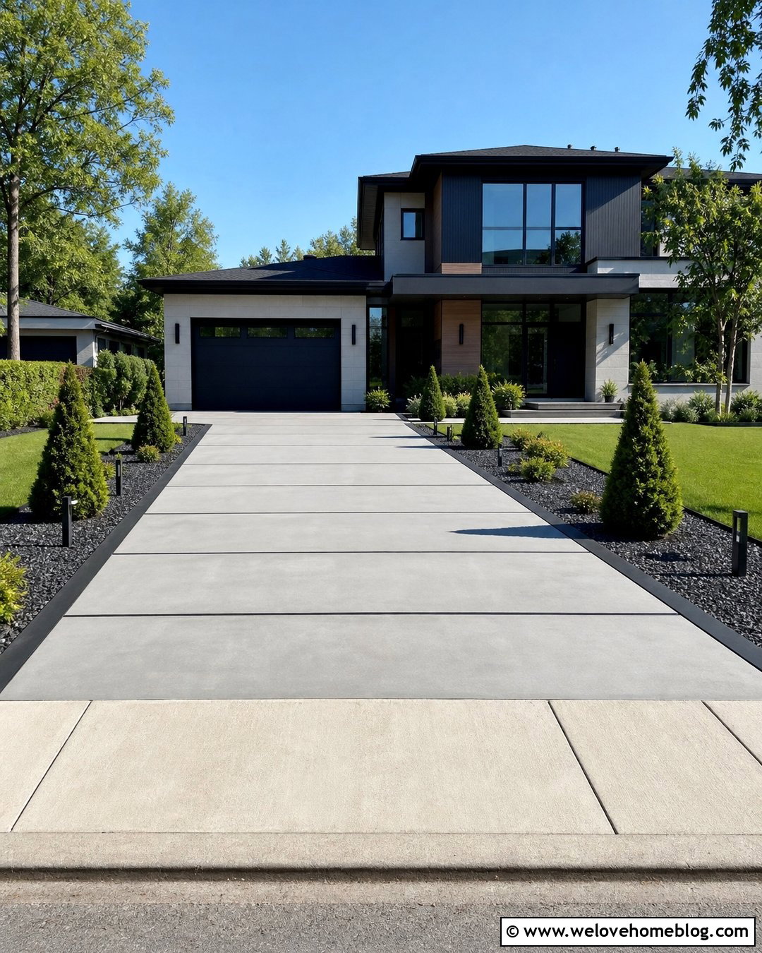 Smooth Modern Concrete Driveway - 40 concrete driveway ideas