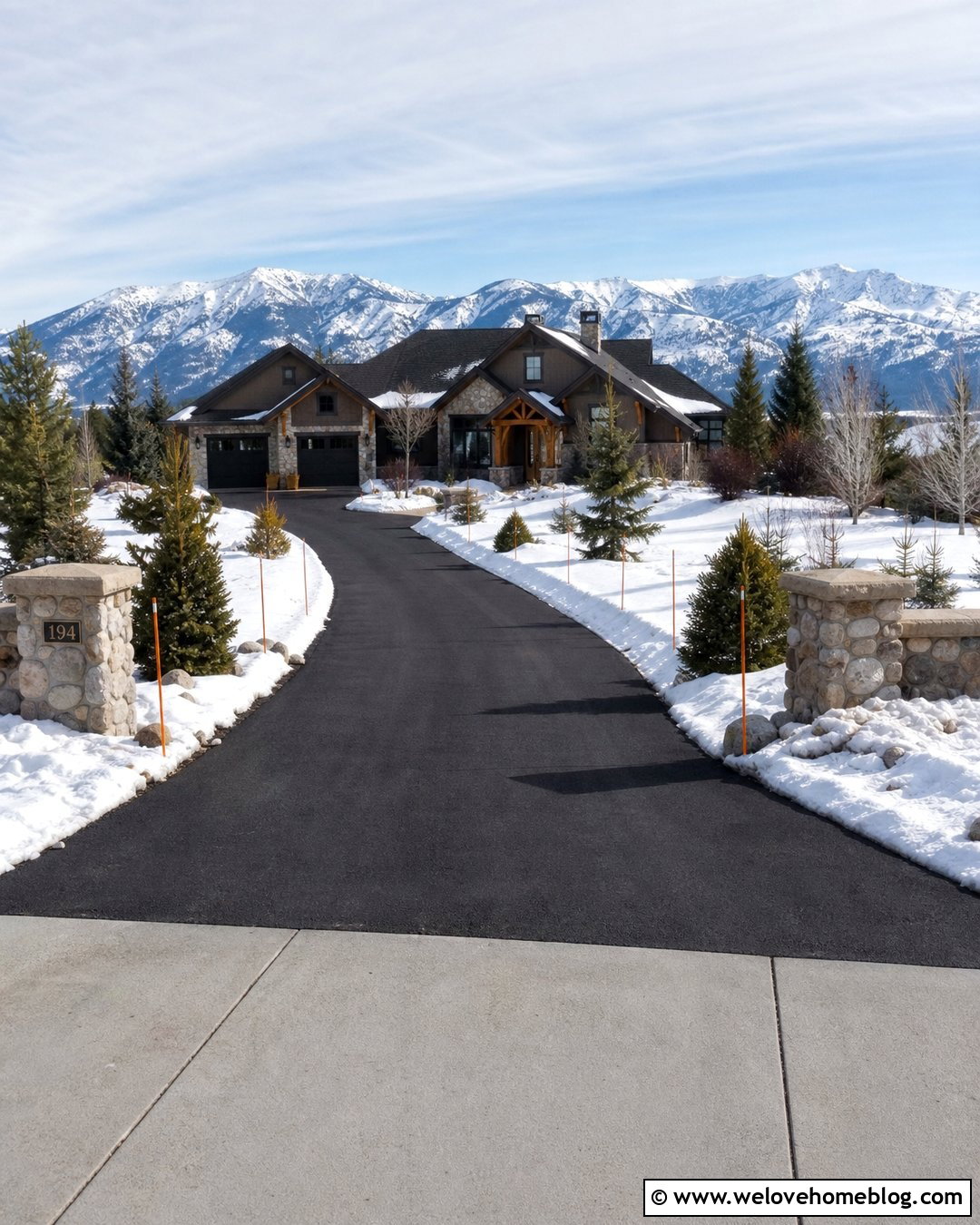 Snow Country Driveway With Tall Orange Solar Markers - 20 Driveway Markers Entrance Solar Lights Ideas