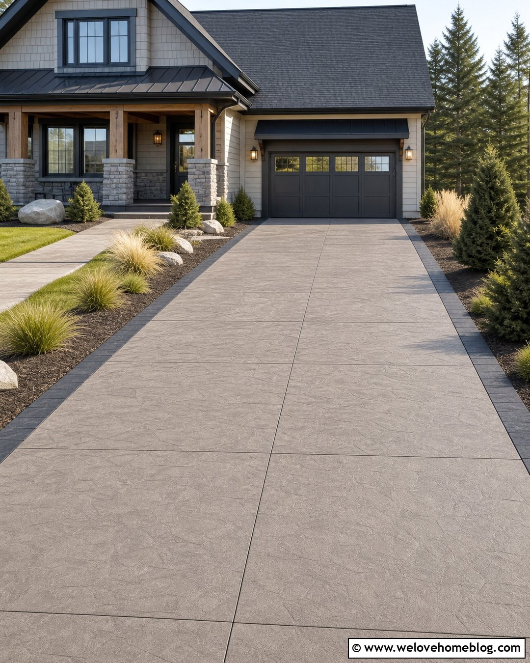 Snow Friendly Stamped Concrete Driveway - 35 Stamped Concrete Driveway Ideas