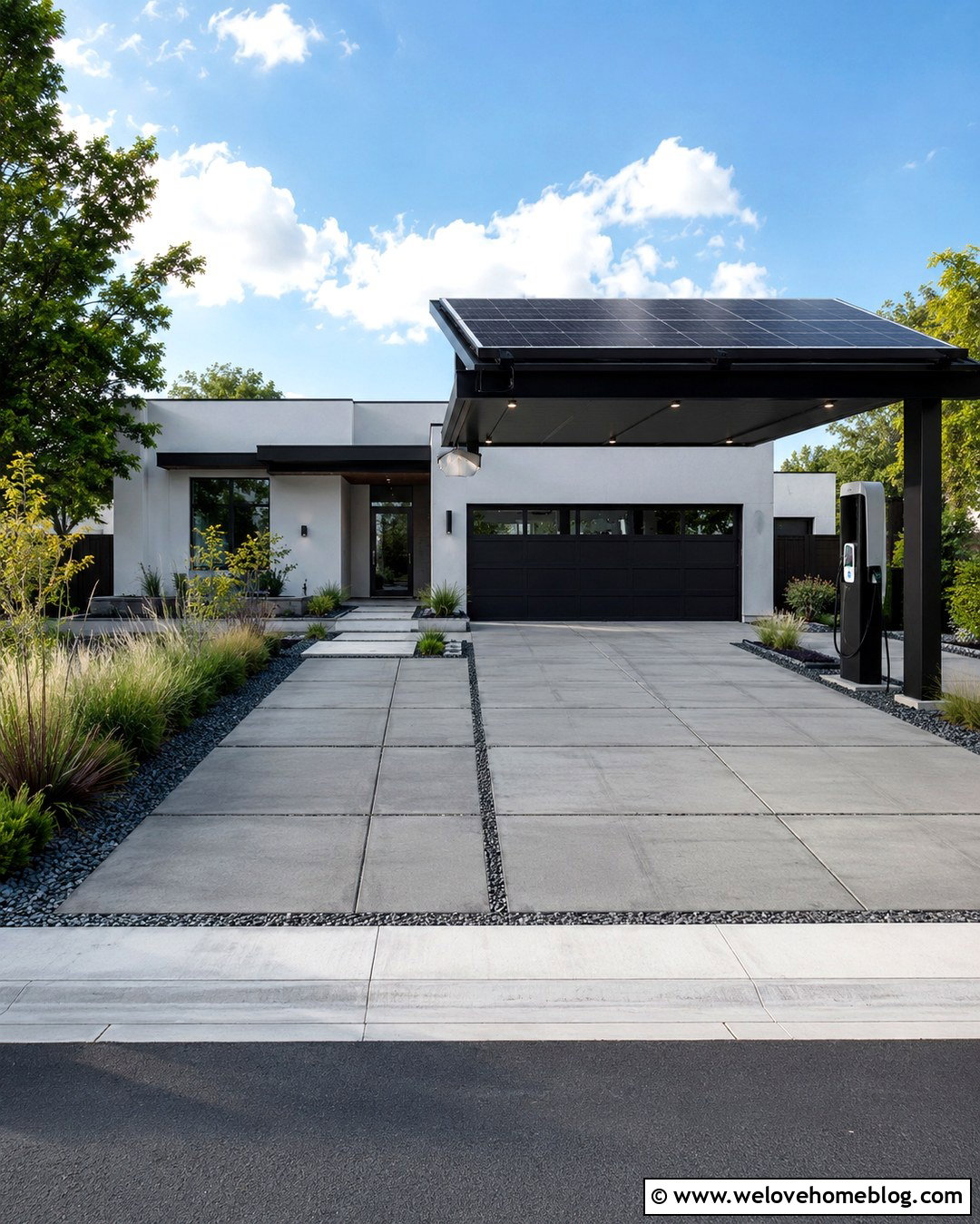 Solar Driveway EV Charging Canopy - 20 Solar Driveway Ideas