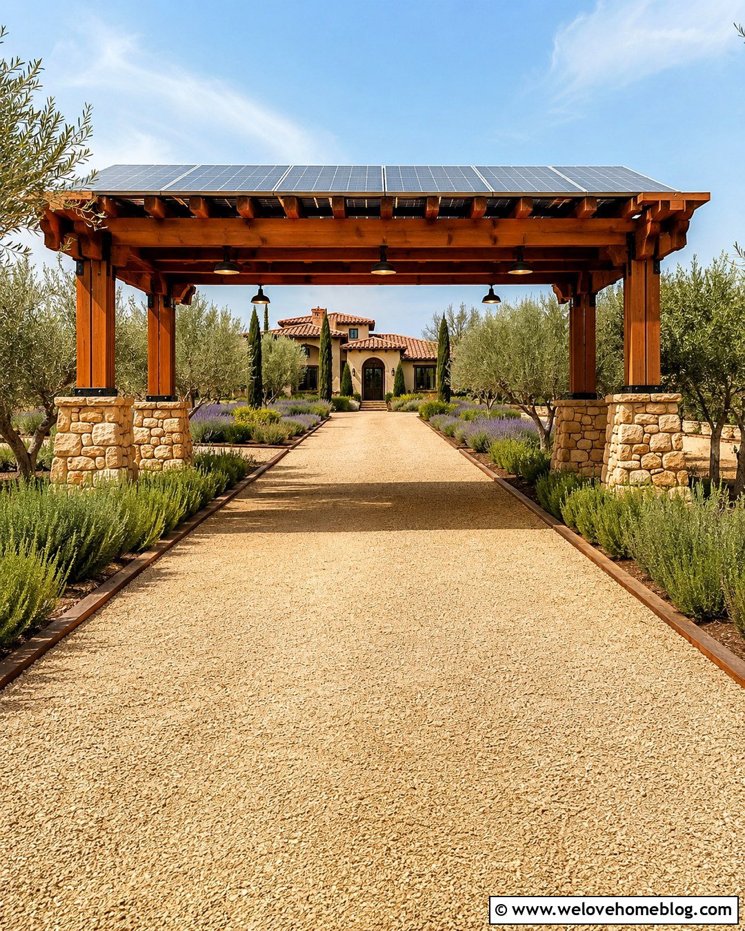 Solar Driveway Pergola Entrance - 20 Solar Driveway Ideas