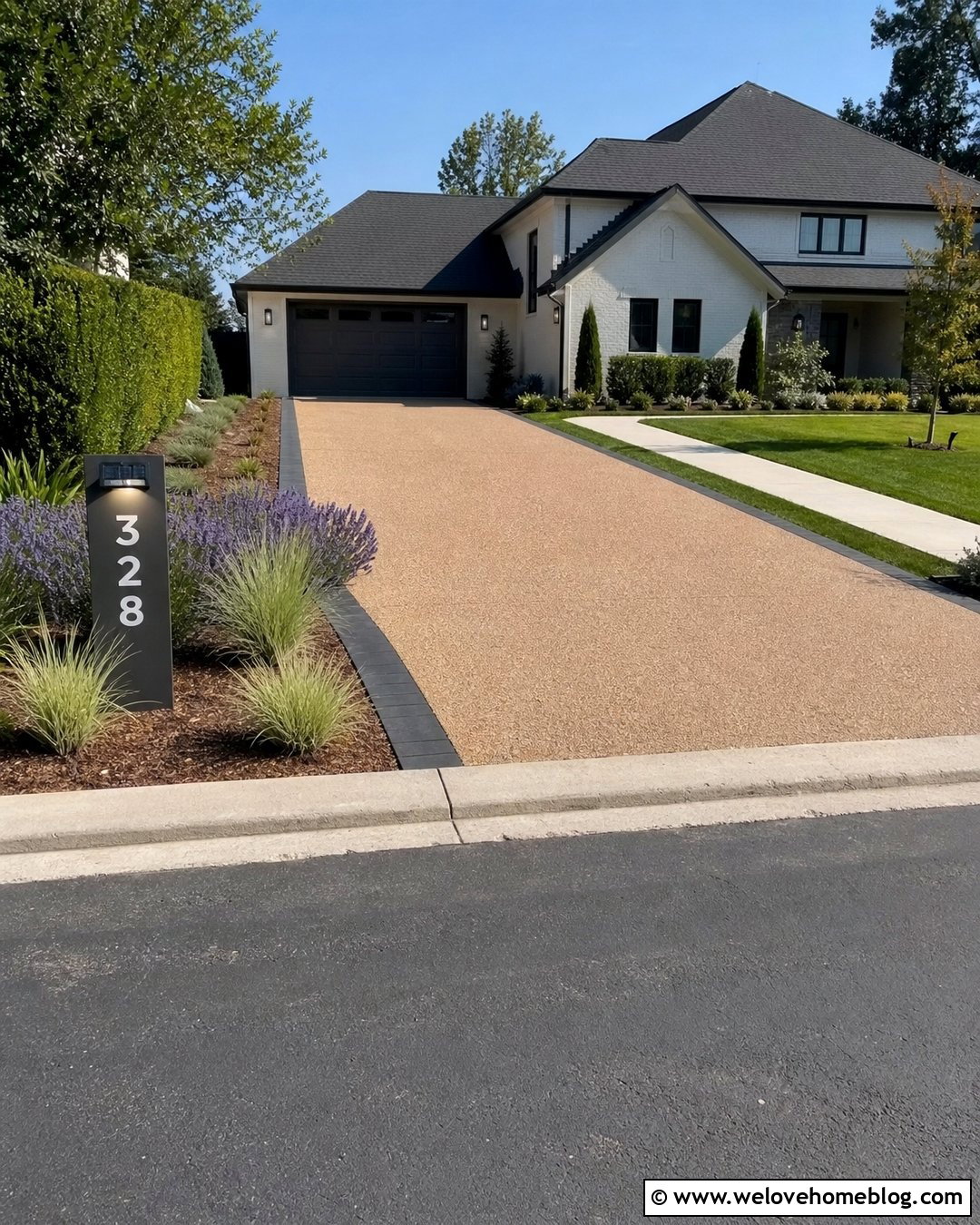 Solar Driveway Sign With Resin Bound Driveway - 30 Driveway Sign Ideas