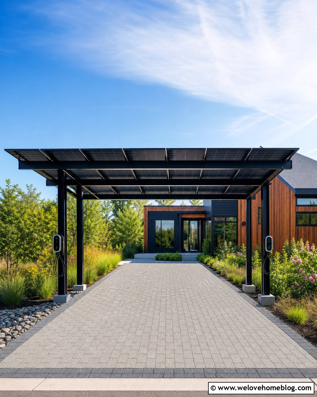 Solar Panel Driveway Canopy - 25 Driveway Shade Ideas