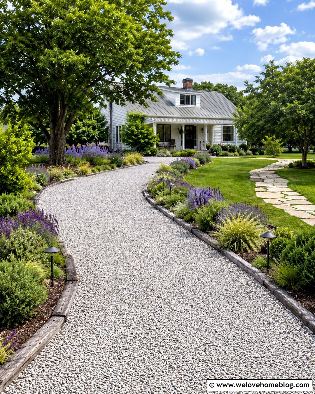 Solar Path Lights Along Gravel Driveway - 20 Lights Along Driveway Ideas