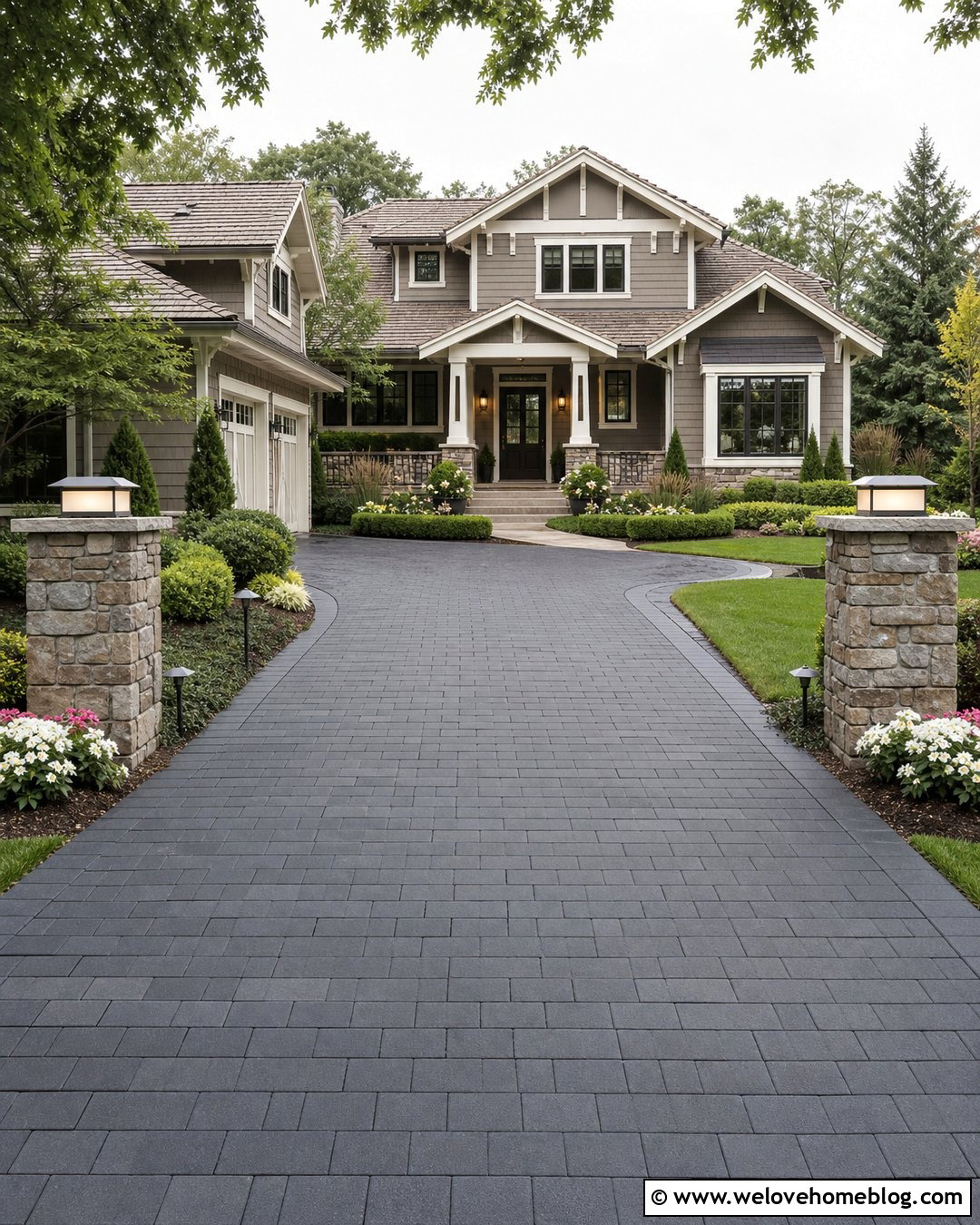 Solar Stone Pillar Driveway Markers - 20 Solar Driveway Markers Ideas