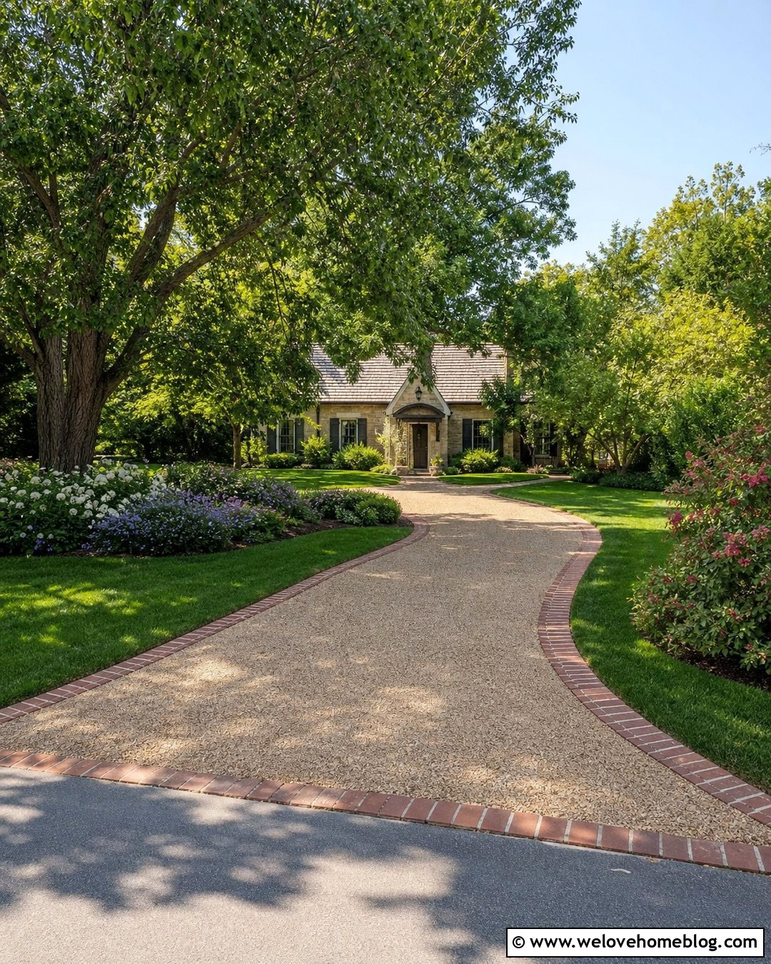 Soldier Course Brick Edging With A Gravel Driveway - 20 brick driveway edging ideas