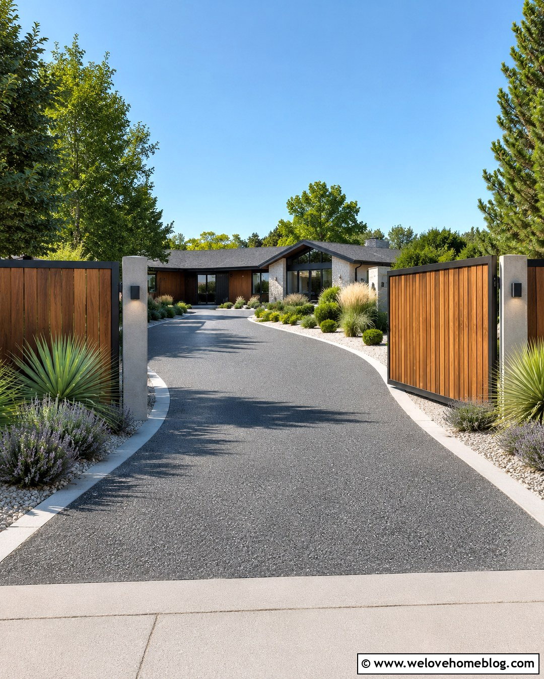 Solid Privacy Automatic Gate - 20 driveway automatic gate ideas