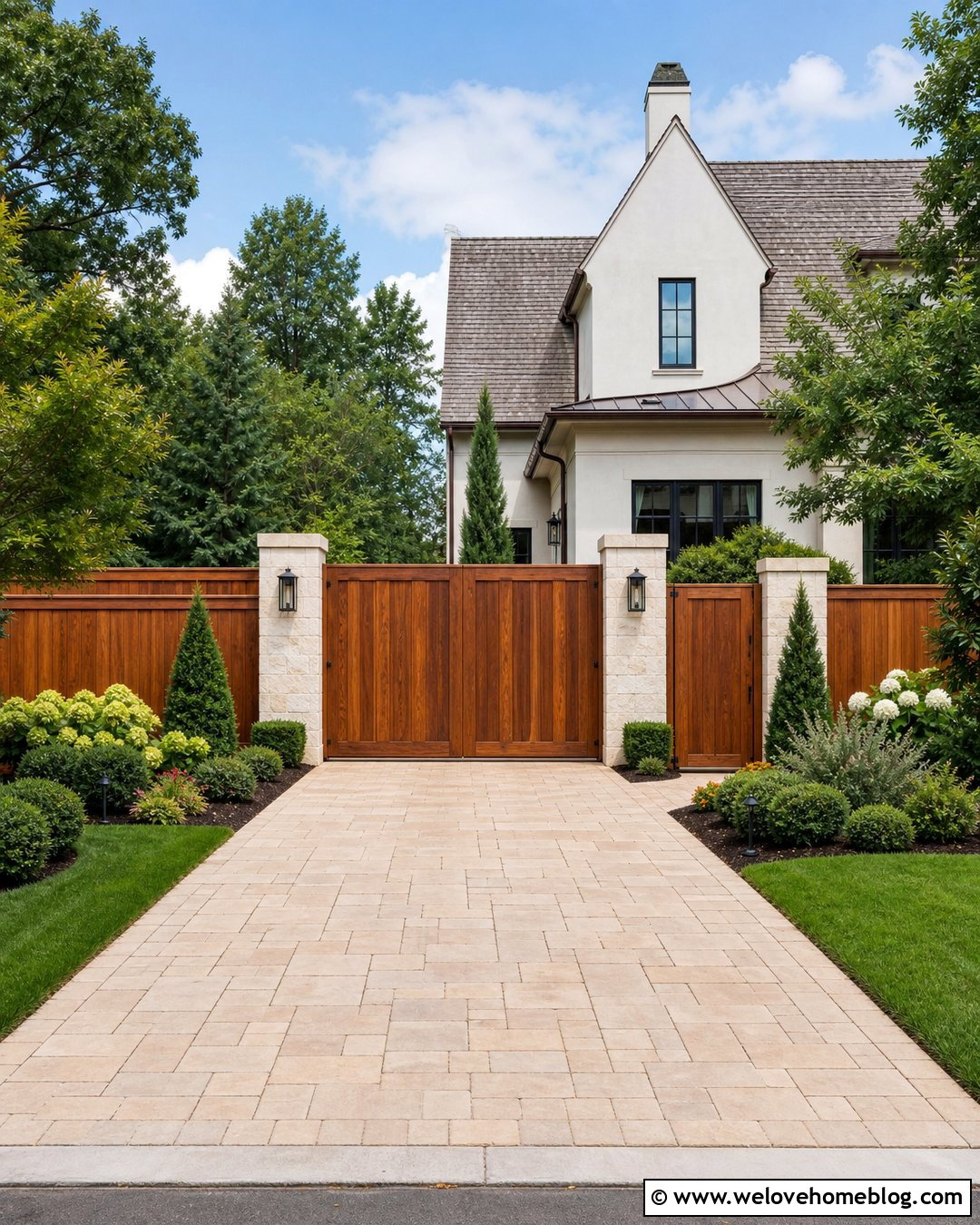 Solid Wood Privacy Driveway Gate - 35 Wood Gates Driveway Ideas