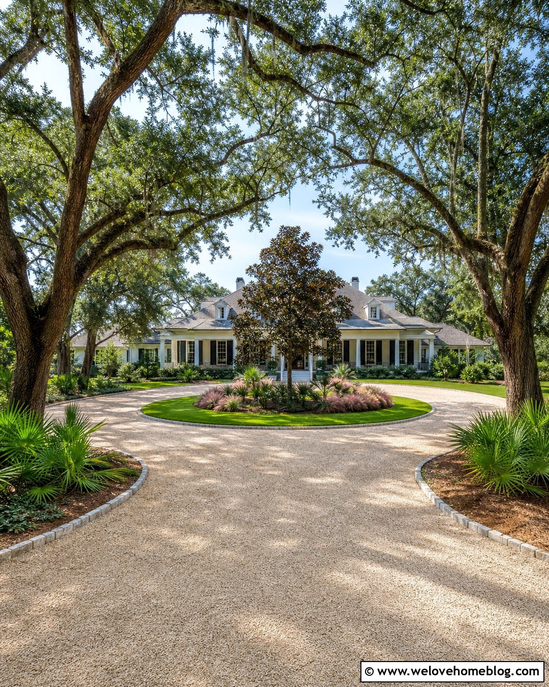 Southern Live Oak Trees Along A Circular Driveway - 25 best trees to line a long driveway ideas