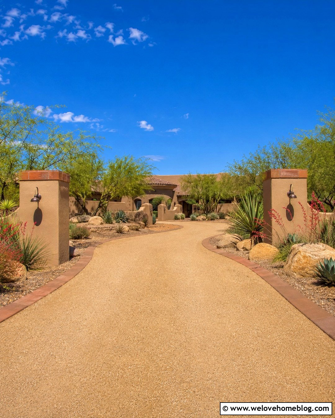 Southwestern Driveway Entrance Columns With Desert Landscaping - 20 driveway entrance columns ideas
