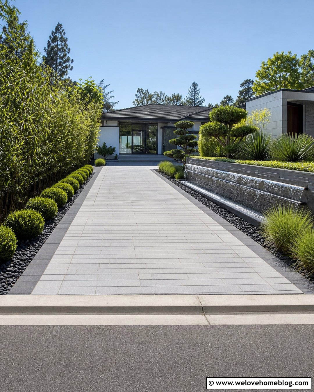 Spa Resort Driveway With Water Feature - 25 resort driveway ideas